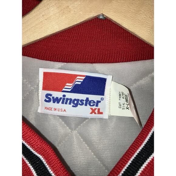 Vtg 90s Chicago Bulls Red Satin Jacket Swingster USA Made NWT Deadstock Men’s XL - Picture 4 of 16